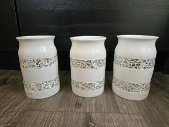 Mosaic White Glass Vase Tumblers