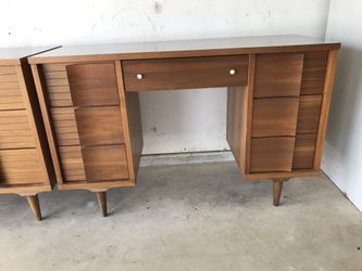 Mid Century Modern MCM Desk and Dresser Credenza by