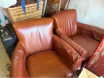 Pottery Barn Swivel Leather Chairs