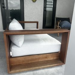 Modern Solid Wood Outdoor Sofa – High End – Moving Sale