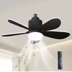 Light socket screw in light and mini fan new in box black in color $20 firm in n Lakeland 