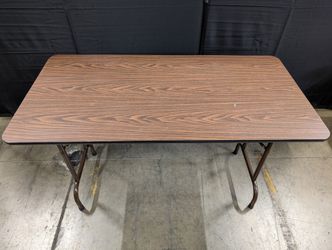 Rectangular Utility Folding Table with Wood Grain Top