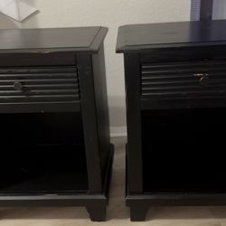 Pier 1 Black Distressed Wood Nightstand