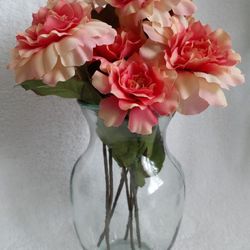 Peony Flowers In Vase  -  Artificial 