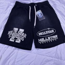 Black And White Hellstar Shorts 