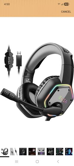 EKSA E1000 USB Gaming Headset/ Headphones with Microphone/ Noise Cancelling, 7.1 Surround Sound