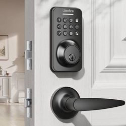 new Keyless Entry Door Lock Deadbolt with Handle Set Smart Locks for Front Door with Lever Handles Auto Locking, Anti-Peeping Password & Easy Installa