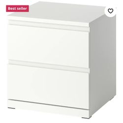 STORKLINTA Nightstand, white/with 2 drawers, 19 5/8x18 7/8x20 7/8 "