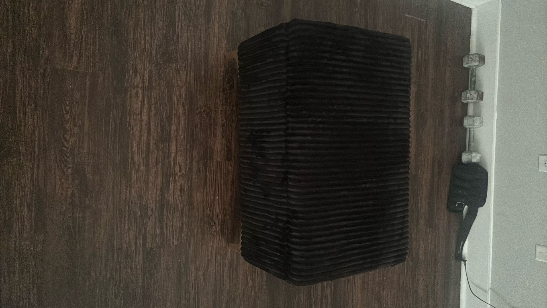 Black velour or Corduroy bench