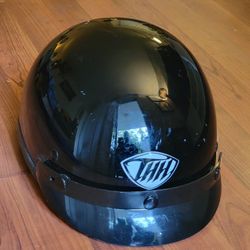 Retro Black Half Bike Helmet – With Snap-On Visor - $25 (Sherman oaks)