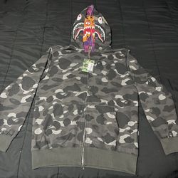 Bape Full Zip Grey Double Hooded