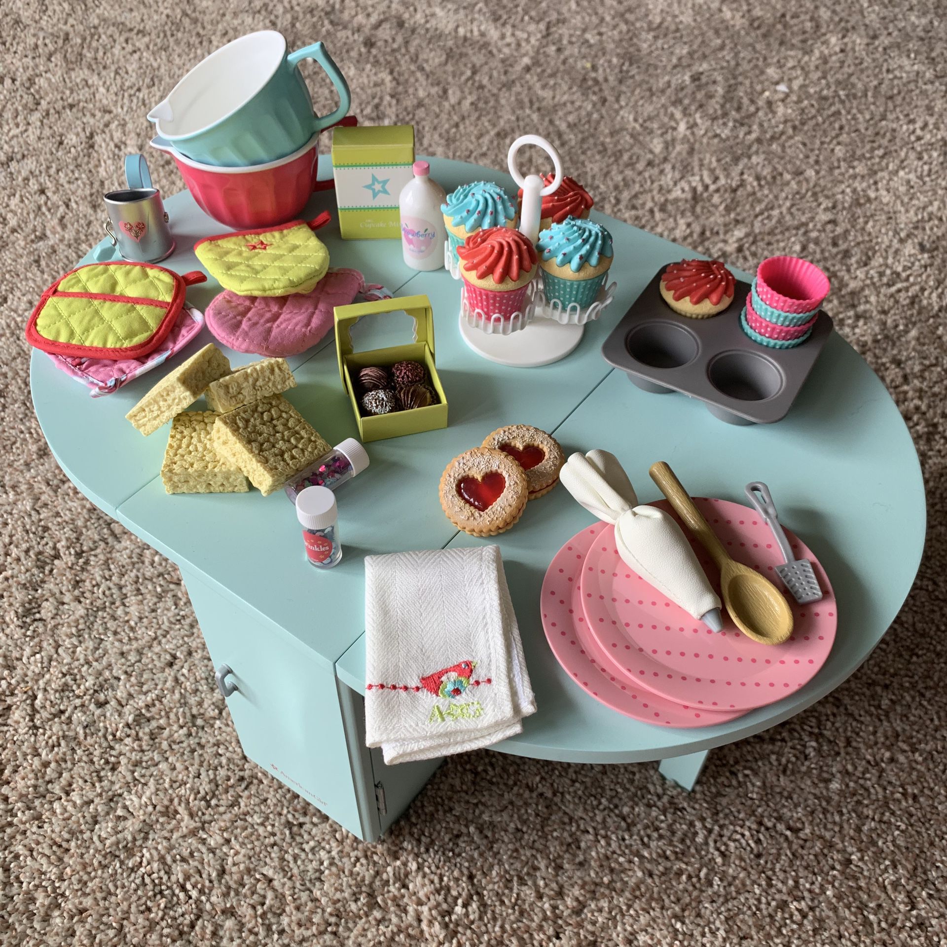 American Girl Baking Table And Treats