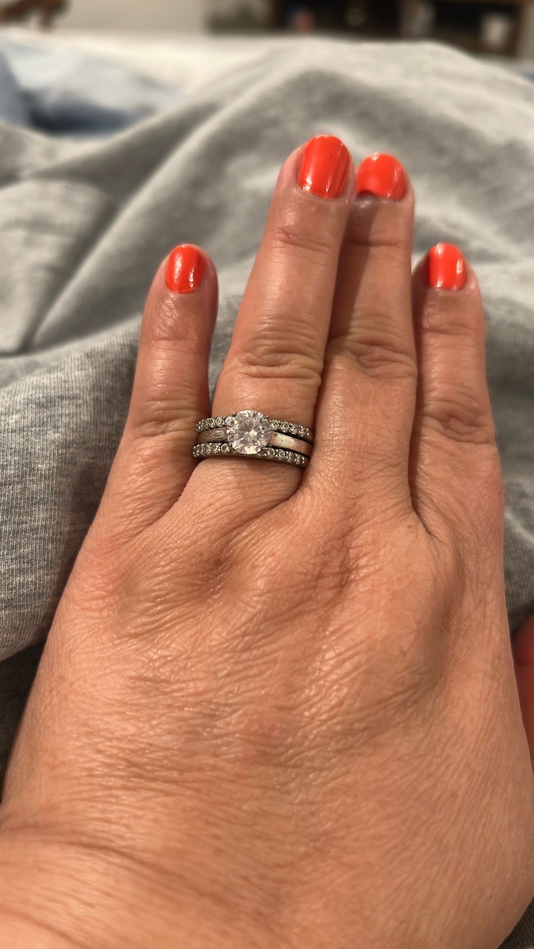  5.26CTW DIAMOND SIMULANT RHODIUM OVER STERLING SILVER RINGS WITH GUARD (