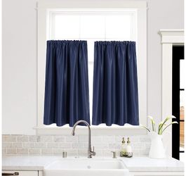 New HOME Kitchen Curtains 45 Inch Length,Tier Valances Blackout Window Drapes Rod Pocket Thermal Insulated Blackout Curtains,42" x 45",Set of 2 Pane