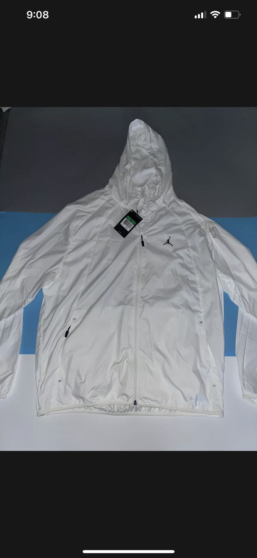 New Jordan Jumpman White Packable Hooded Windbreaker Jacket XL 897884-065 NWT