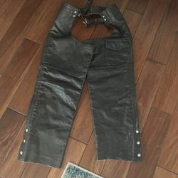 Real Leather Bikers Chaps- Adult Medium/Large