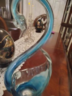Blue Art Glass Swirl Sculpture