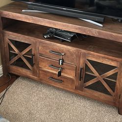 64in Solid Wood Tv Stand