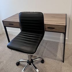 Workstation Desk with Adjustable Leather Chair