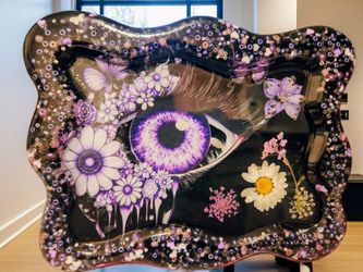 Handmade Resin Tray with Floral Eye Art