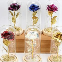 Gift Rose In Glass 24k for Valentine & Home Decore 