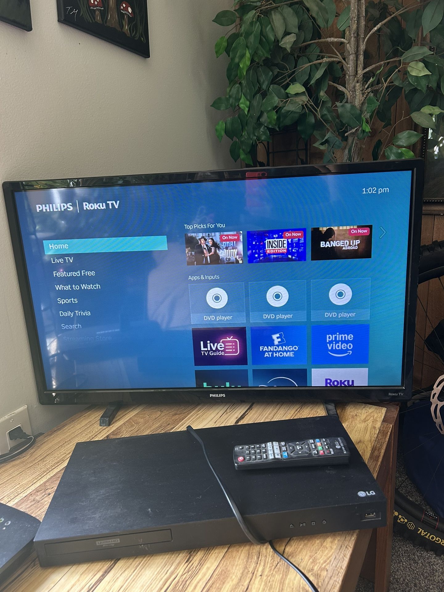 Phillips 4600 series HD LED RokuTV And LG Blue ray Player