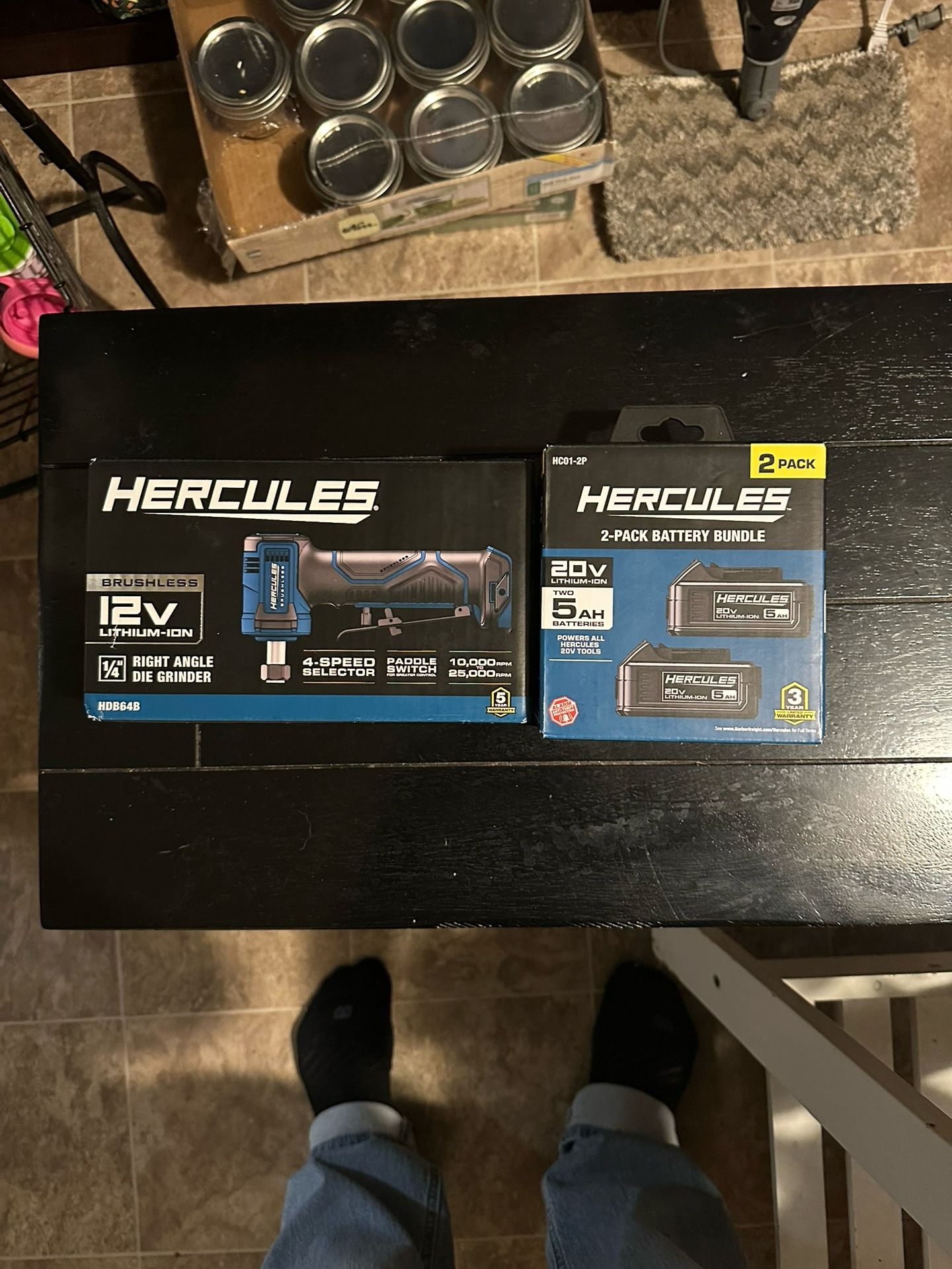 Hercules 12V Brushless 1/4” Right Angle DIE Grinder + 2-Pack Battery Bundle