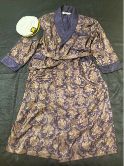 Vintage Silk Robe with Captain's Hat - Hugh Hefner Costume