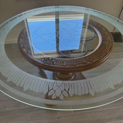 Glass Table.  (wood) 