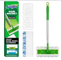 New!! SWIFFER - Hair Magnet Deluxe 10.3 in. Sweeping Starter Kit(1-Sweeper, 6-Dry Cloths, 2-Wet Cloths