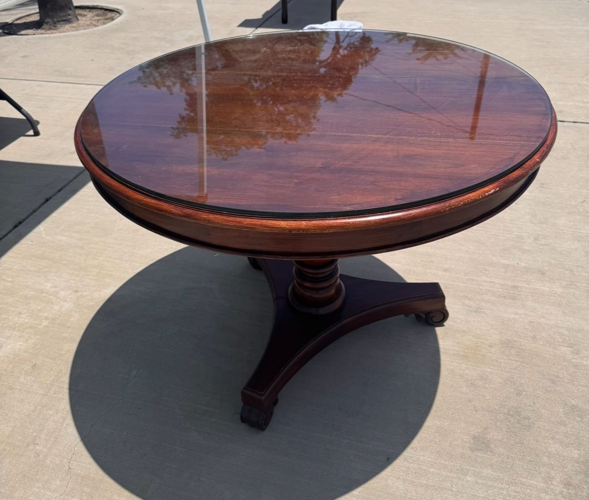Wood table With glass
