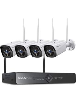 Dragon Touch K4W10 3MP Wireless WiFi Outdoor Security Camera System - 4 Cameras