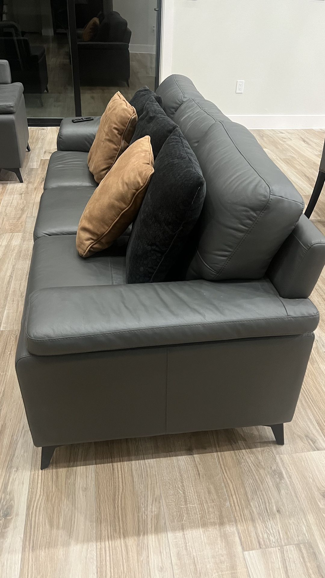 Grey Leather Couch Set From Lacks