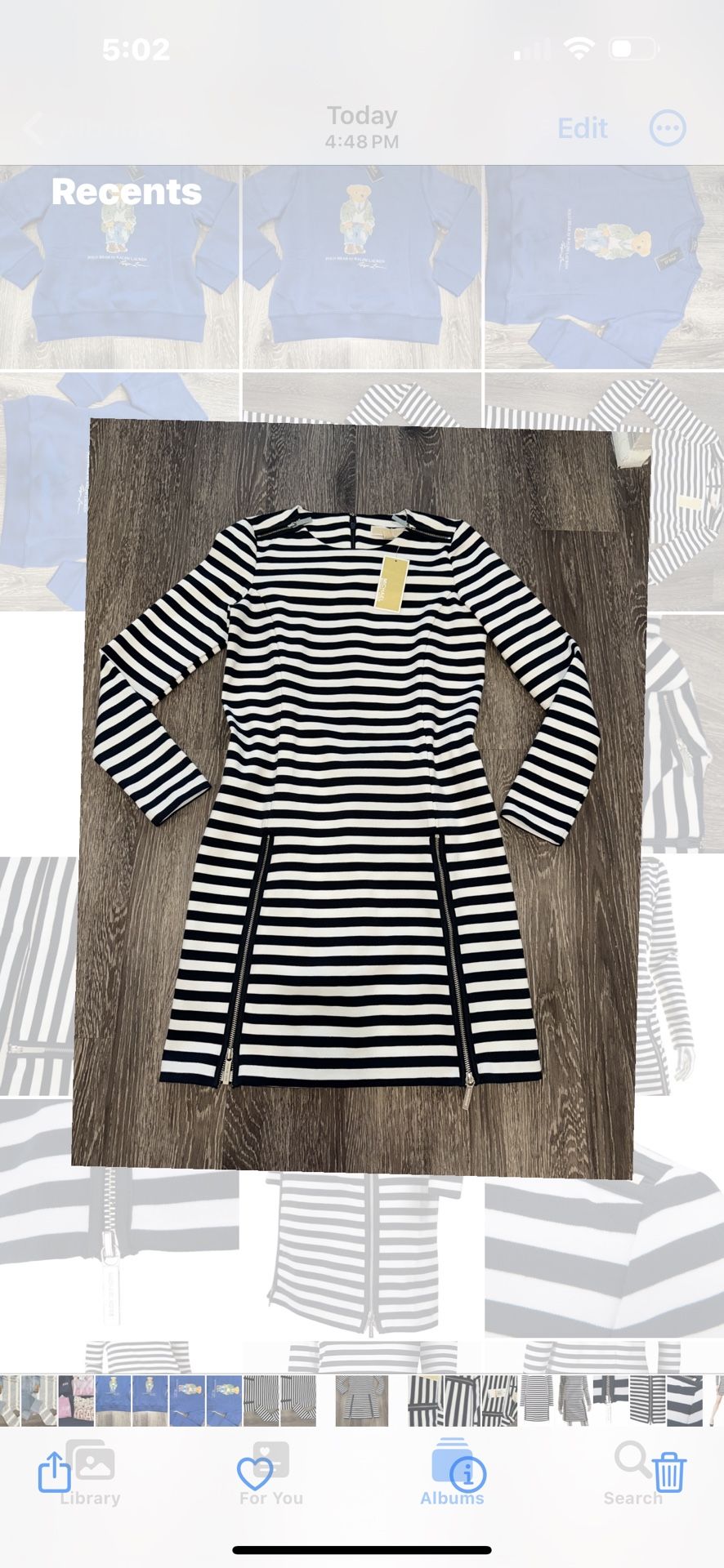 NWT Michael Kors Striped Dress With Zippers
