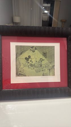 Framed Disney Mickey Mouse & Pluto Sketch Print