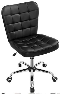 Brand New Modern Tufted Armless Desk Office Chair Faux Leather