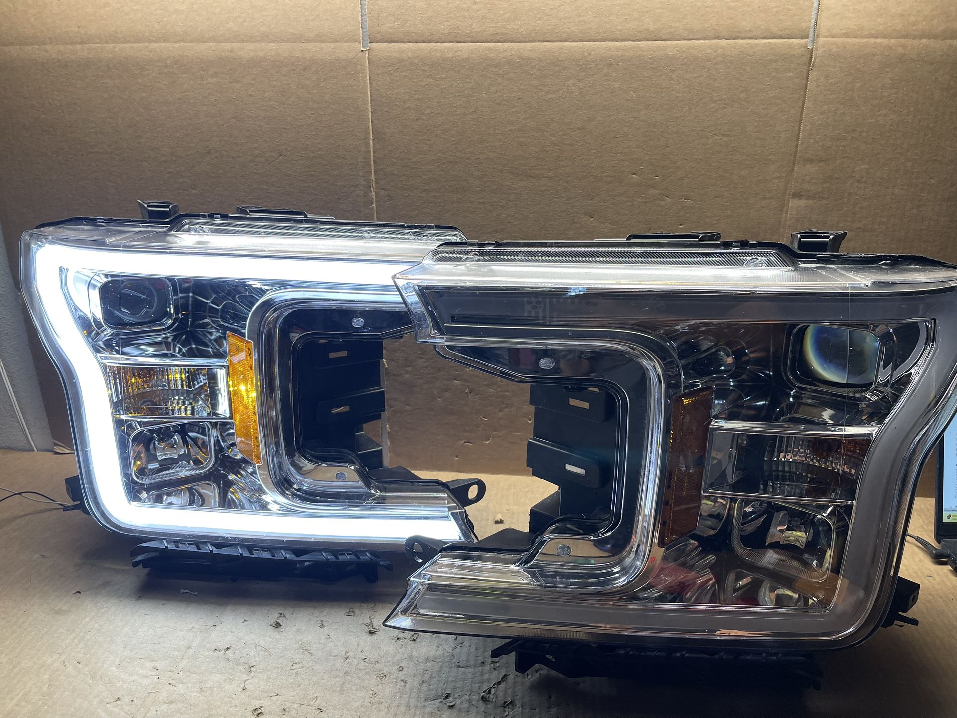 #OH166 2018-2020 Ford F-150 F150 Chrome Switchback LED Halogen Headlight Pair