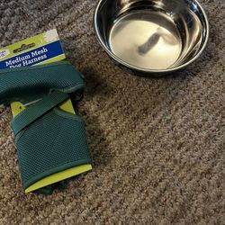 Dog Harness And Bowl