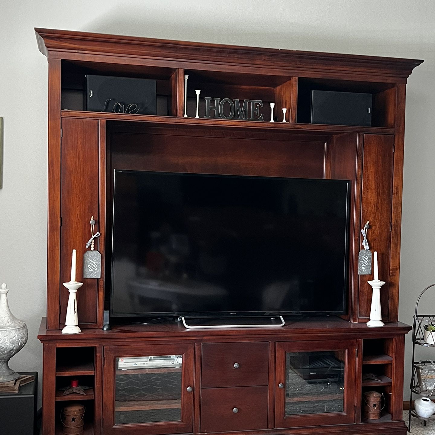 Solid Cherry Wood Entertainment Center 