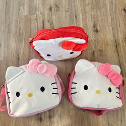 Hello Kitty Shoulder Bags 14” Girls Pink Red Hot Pink 