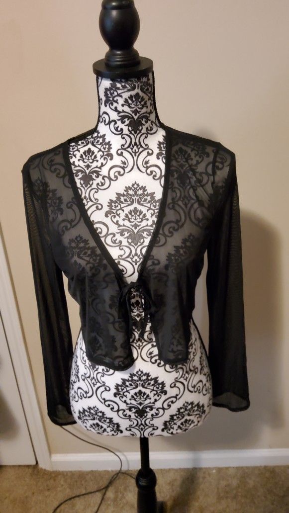 Wild Fable Black Sheer Crop Cardigan Size Small