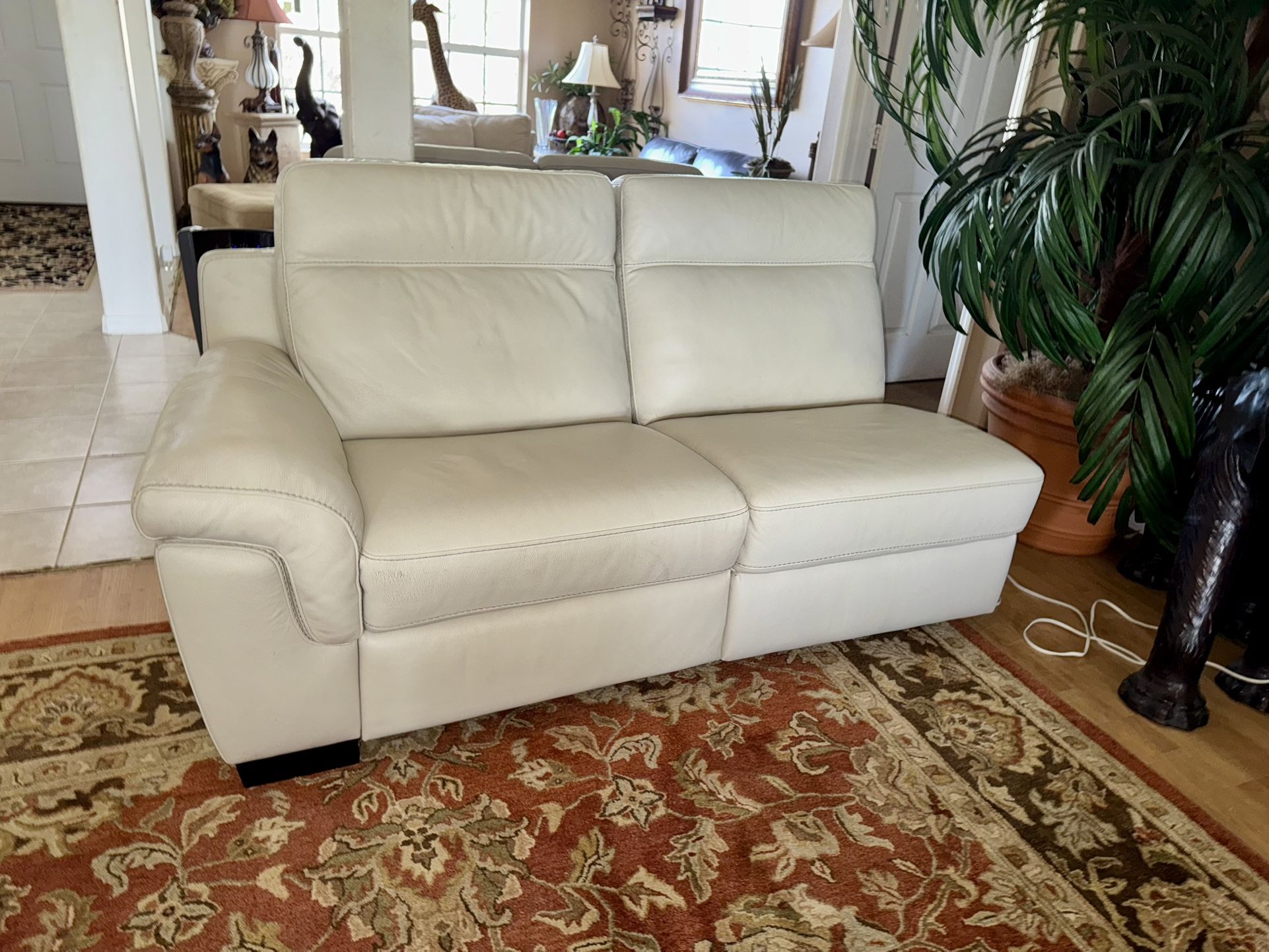 White Leather Electric Reclining Sofa