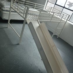Twin Loft Bed With Sliding Board & Ladder
