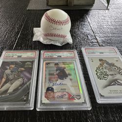 BOBBY MILLER SIGNED BASEBALL AND CARDS.