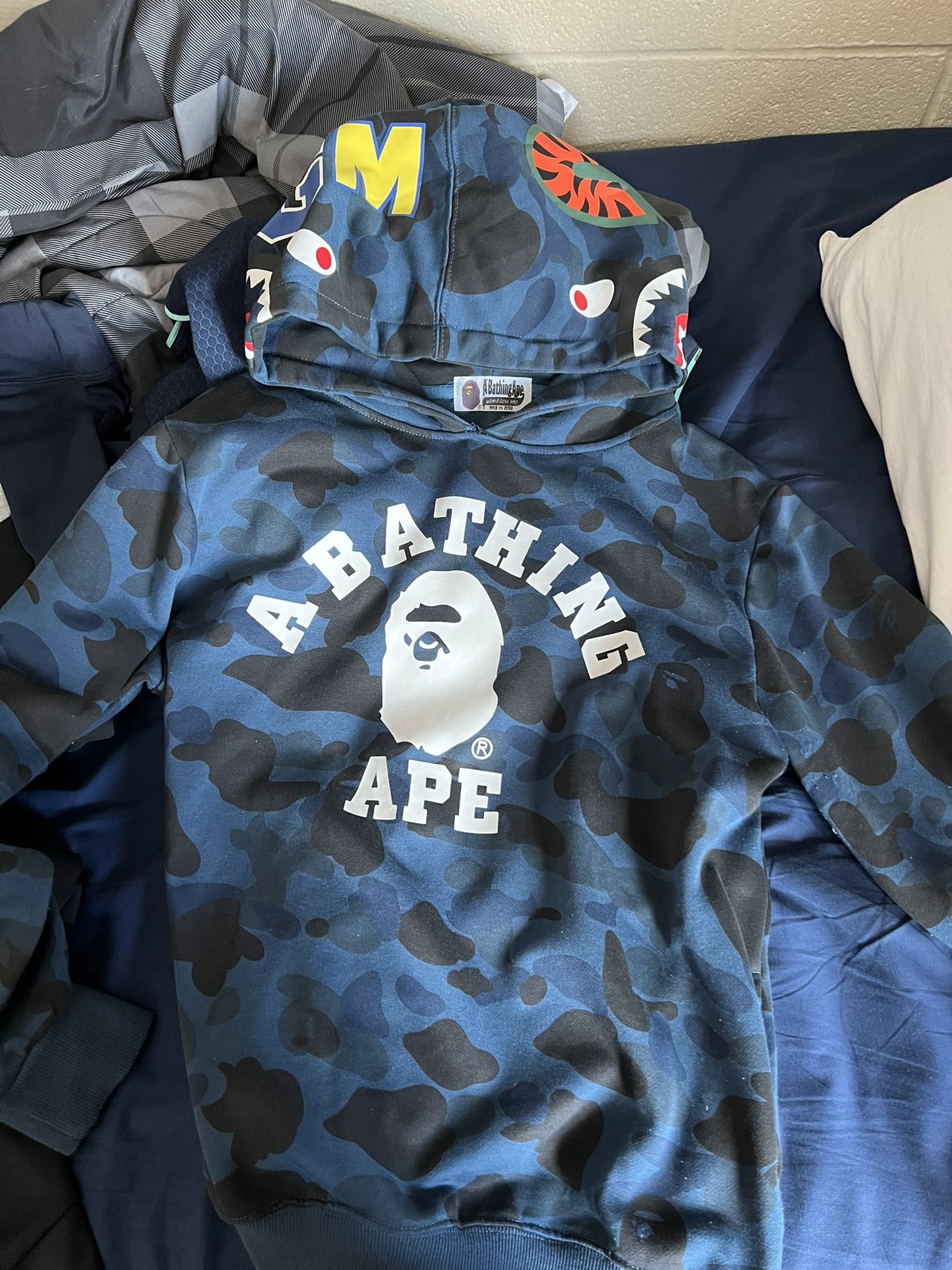 Blue Camo Bape hoodie, Size M