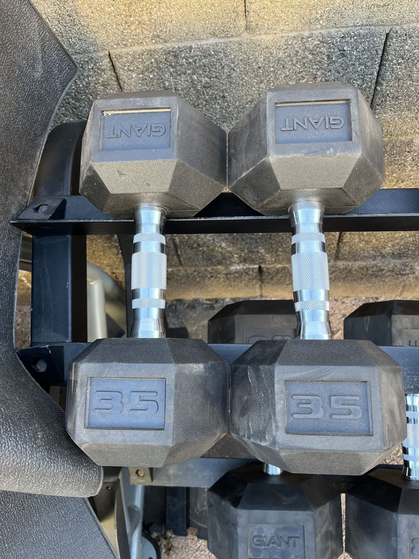 35lb Hex Rubber Dumbbell Set Weights