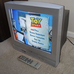 19" Retro Crt Tube Box Television Set With Built In DVD Player And Remote