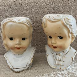 Cute Pair Of Ceramic Open Heads