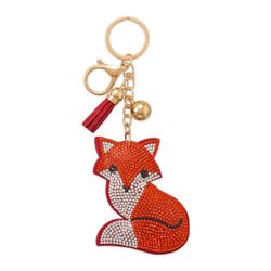 Gold Tone Sweet Crystal Fox Bag Charm