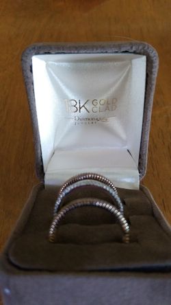 18k gold clad Diamonique ring set